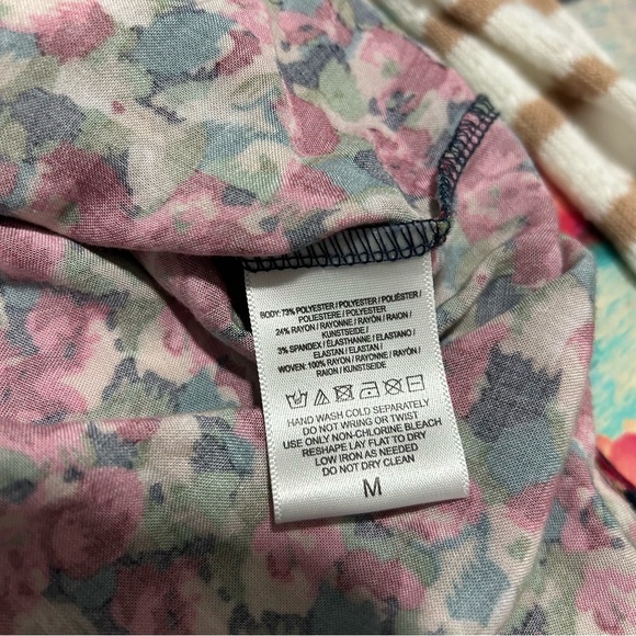 Postmark Anthropologie Layered Floral Stripes Sweater Pullover Top Size Medium - Picture 8 of 10